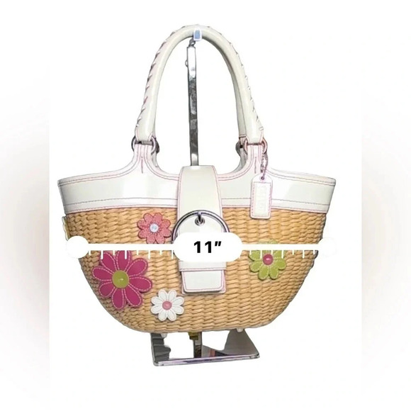 Coach Flower Straw Wicker Bag Basket Limited Edition RARE Vintage - Picture 7 of 12